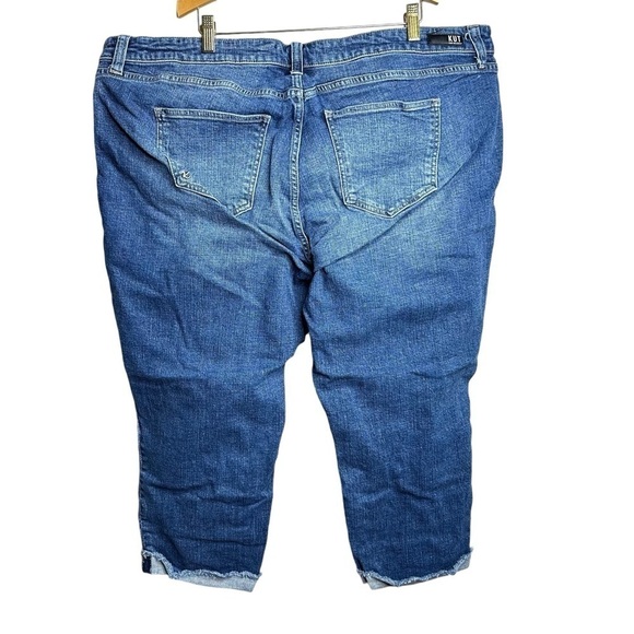 KUT from the Kloth Amy Crop Jeans 20W Plus Size Distressed Stretch Denim Blue - Picture 3 of 6